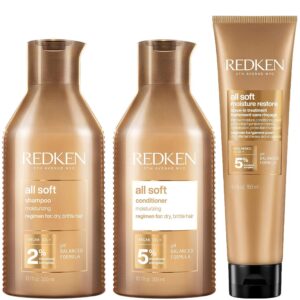 redken all soft shampoo, conditioner & leave in treatment 1